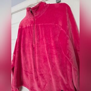 Juicy Couture Sport Pink Velour 1/4 Zip Thumbholes Size L Athletic Casual